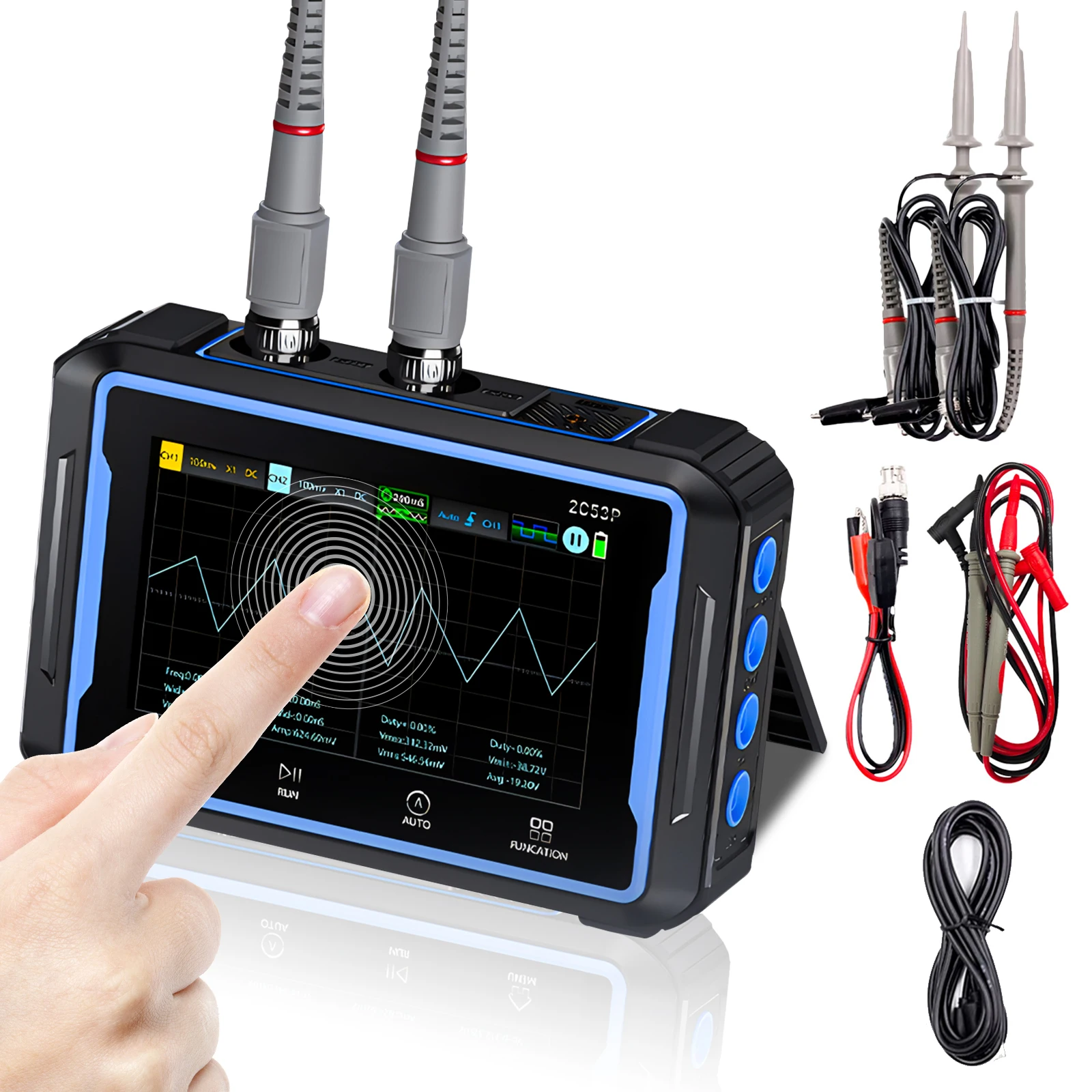 2C53P 3-in-1 Handheld Tablet-Oscilloscope, Multimeter & DDS Signal Generator, 2CH, 50MHz Bandwidth, 1999 Count, 250MS/s