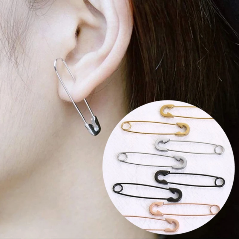 Creative Punk Hip Hop Paper Clip Dangle Earrings For Women Girls Paperclip Pins Stud Earrings Women Jewelry Gifts Earring