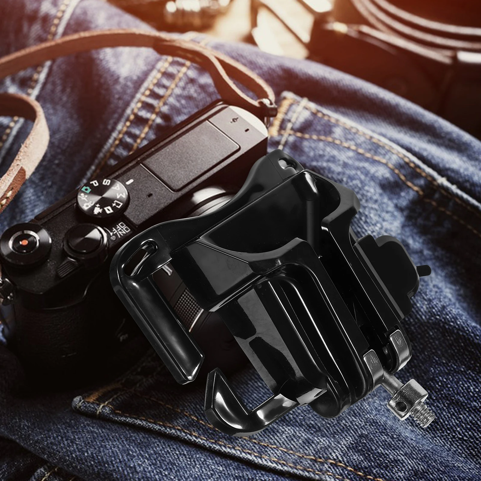 

Single Machine Waist Buckle Camera Belt Clip System Durable Metal Hook Adjustable Strap DSLR Olympus Black Lightweight