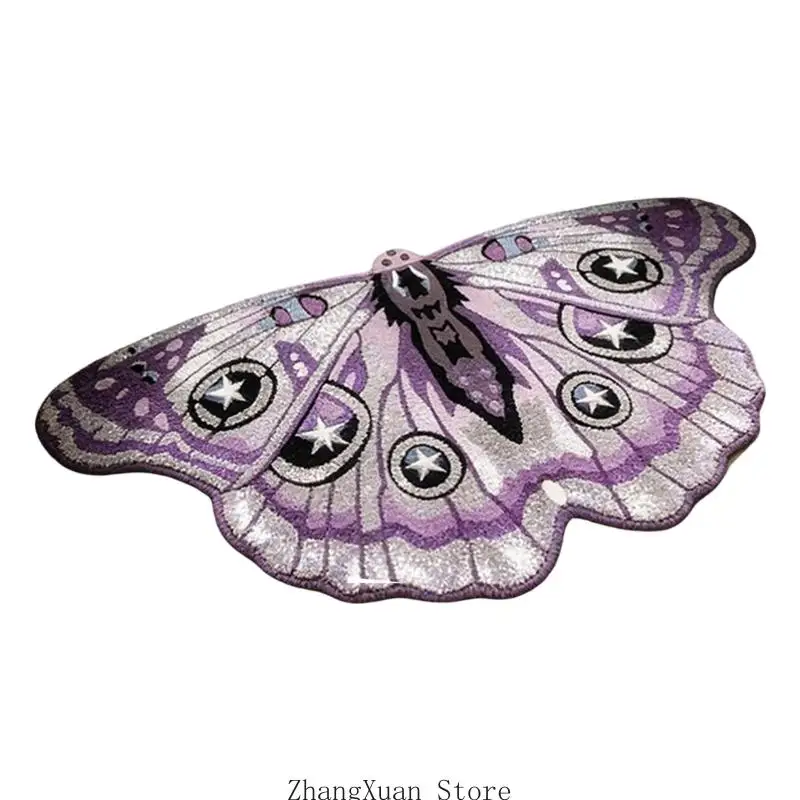 Indoor Accent Butterfly Carpet 23.62 X 35.43 in, Grip Backing Floor Cover with Soft Finish for Living Room Entry Use 3XUF