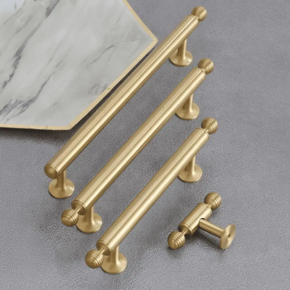 Solid Brass Furniture Handles Antique Bronze Finish Brushed Antique Brass Drawer Knobs Single-Hole Mounting Long Handle Design