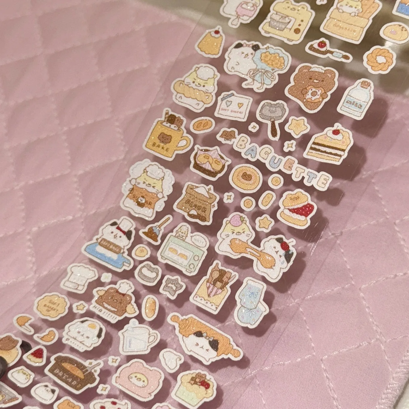 Cute Bread Workshop Bear Die cut Dispensing Sticker DIY Goo Card Journal Scrapbooking Photo Card Phone Case Collage Supply