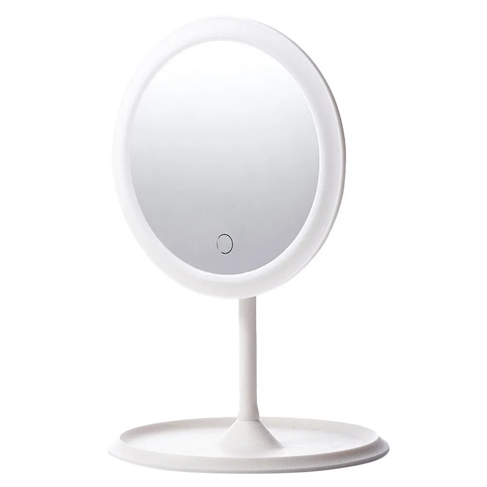 Miroir de maquillage LED, chargeur USB, haute définition, lumière réglable, miroir de vanité, outil de beauté Portable de bureau, cadeau pour femmes, 1 ensemble