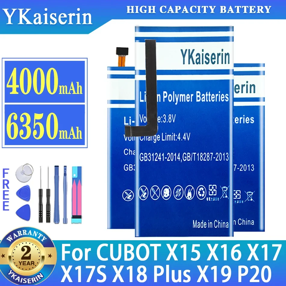 YKaiserin Battery Mobile Phone Replacement Backup For Cubot X18 Plus X18Plus X19 P20 X15 X17 S X17 X16 Batteria