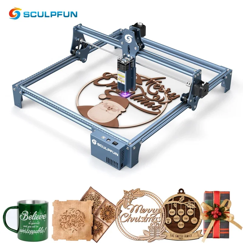 

SCULPFUN S9 with Laser Rotary Roller Laser Engraving Machine Ultra-thin Laser Acrylic Engraver Cut Machine 90W Effect 410x420mm