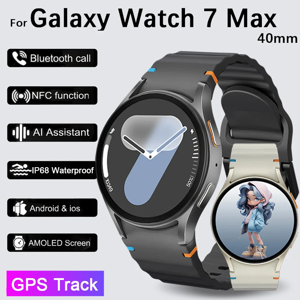 

Новые умные часы 7 Max Ultar Series 40 мм для мужчин и женщин с GPS-отслеживанием NFC, AMOLED-экран для здоровья, BT-вызов, водонепроницаемые умные часы 2025 Hot