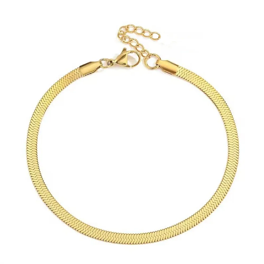 Classic Snake Chain Anklet for Women Fashion Adjustable Gold Silver Color Stainless Steel Foot Jewelry Birthday Gift