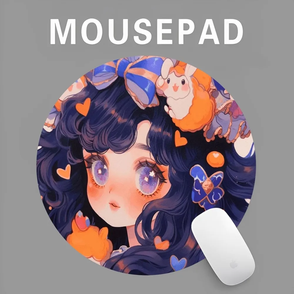 Princess CUTE GIRL Mousepad INS Tide Round Keyboard Mat Table Mat Students Cabinet Gamer Desktop Mousepad Cup Mats Deskpad Home