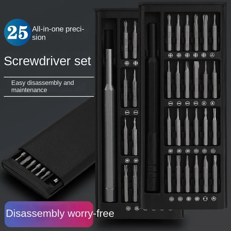 Kit de destornilladores de brocas magnéticas, Mini estuche desmontable de precisión hexagonal, bricolaje, reparación de teléfonos, PC, hogar inteligente, 24 en 1