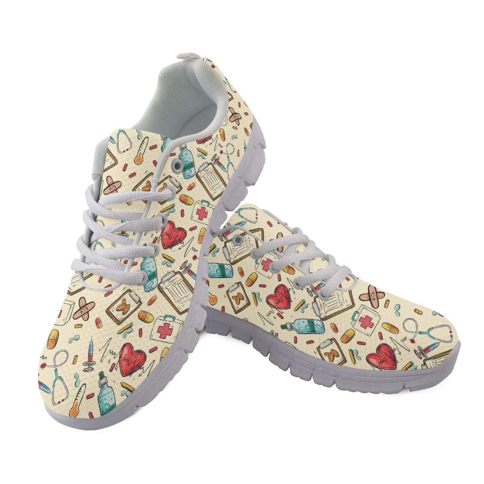Coloranimal Cartoon Heart Lightweight Running Shoes for Women Mesh & EVA Sole Mens Athletic Trainers for Travel