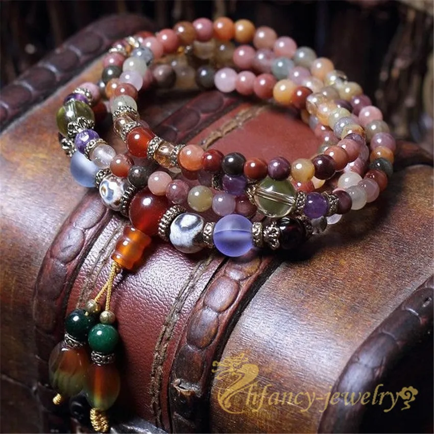 

108 Beads Bracelet Link Handcrafted Crystal Buddhist Bodhi Prayer Handmade Japa Sacred Wear Unisex Teens 6mm Men