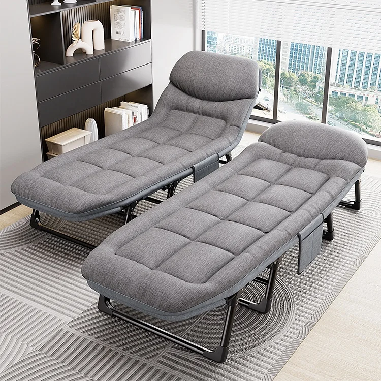 Folding Bed with Mattress Portable Office Nap Single Bed Lunch Break Artifact Bedroom Recliner Home Simple Marching Escort Bed