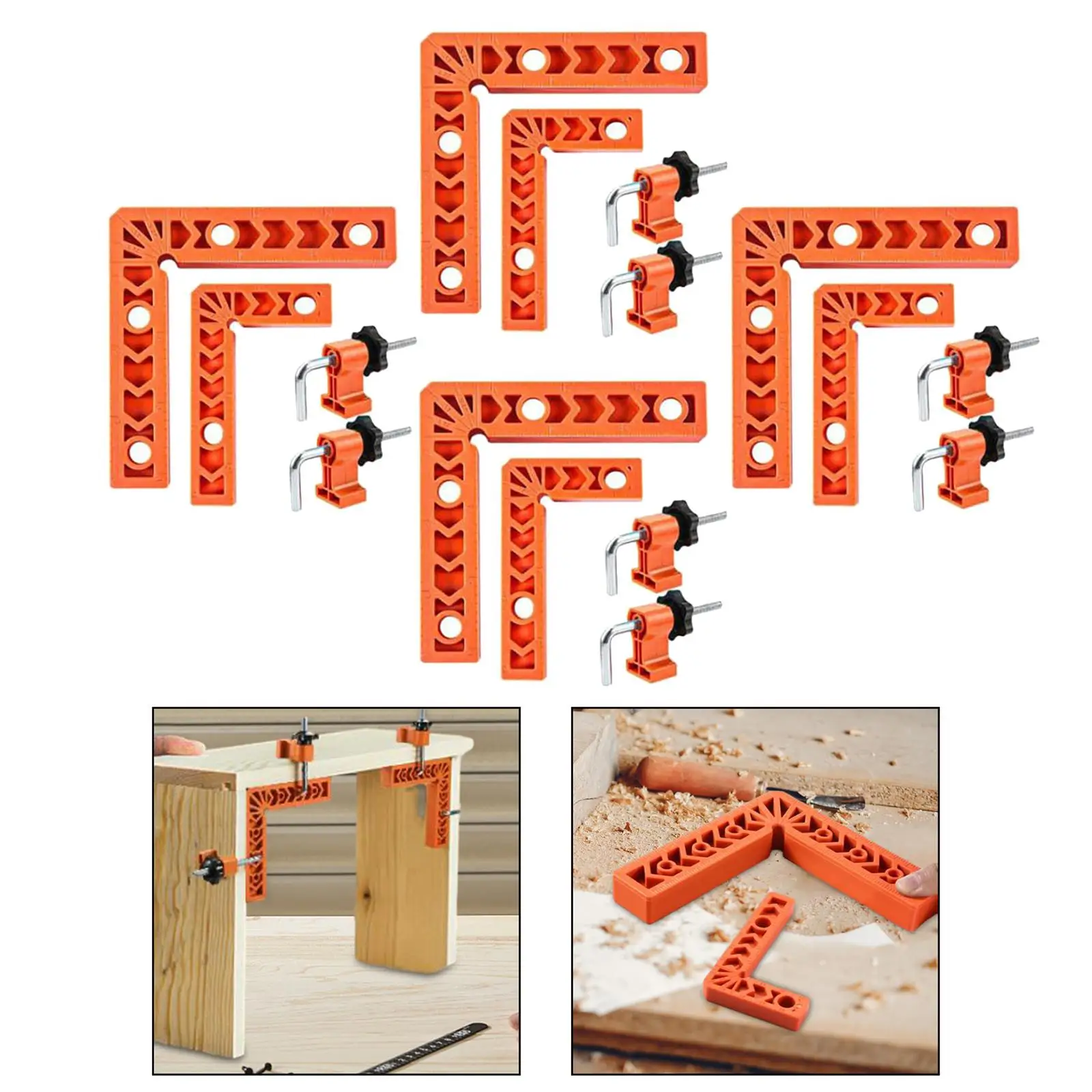 90 Degree Corner Clamps with 8 Clamps 3inch 4inch Carpentry Squares Woodworking Tool for Picture Frames Drawers Cabinets Boxes