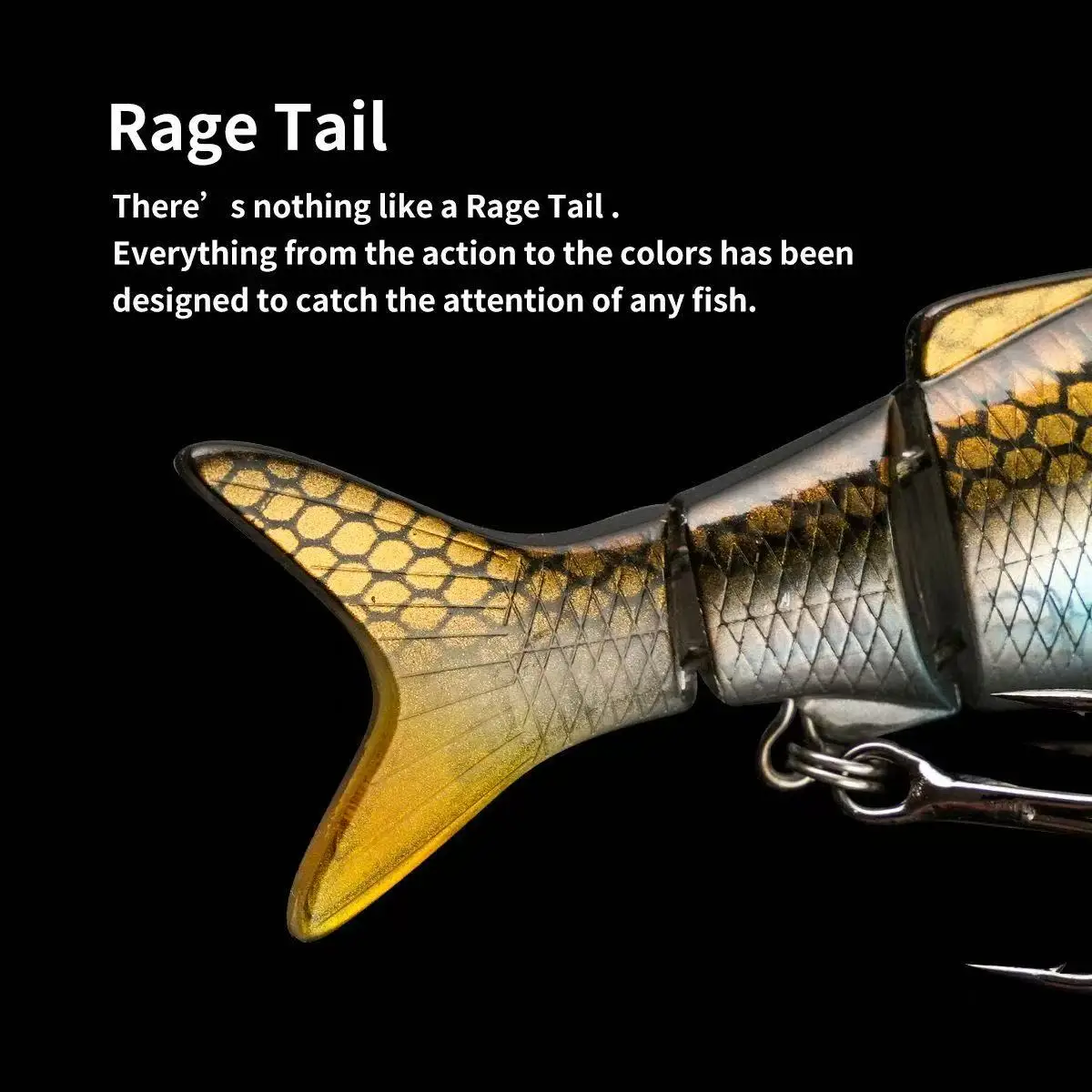 90mm 12g 4 Segment Multi-Jointed Sinking Minnow Lifelike S Swimming Action Rage Tail Hard Fishing Lure with Sharp Treble Hooks A