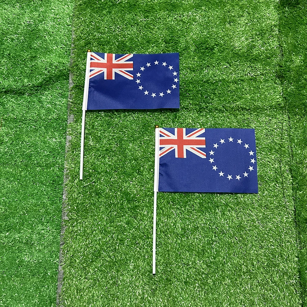 Bandera de mano Islas Cook con asta de plástico para deporte - imagen 3