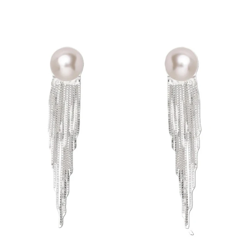 

Unique tassel earrings, new popular Shijia pearl stud earrings, women's niche design earrings