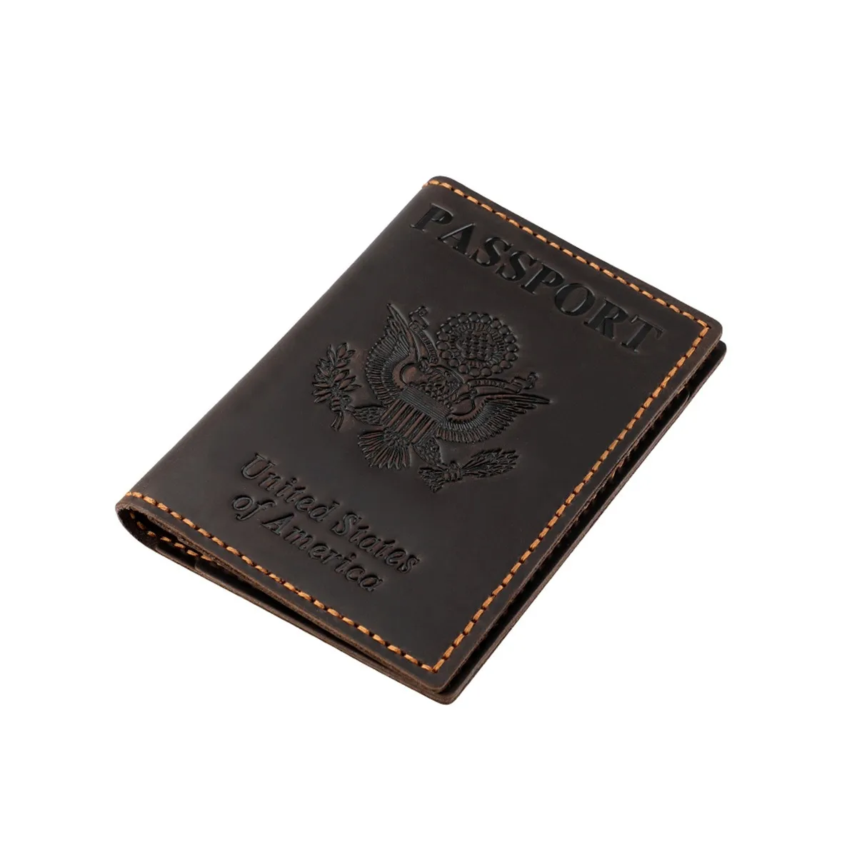 Embossed Leather Passport Holder, Travel Document Organizer with AirTag Slot, Storage for Boarding Pass ID Credit Cards & Ticket