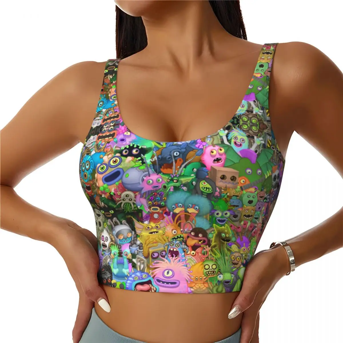 

Custom My Singing Monsters High Impact Sports Bras Women Seamless Workout Running Crop Tank Tops