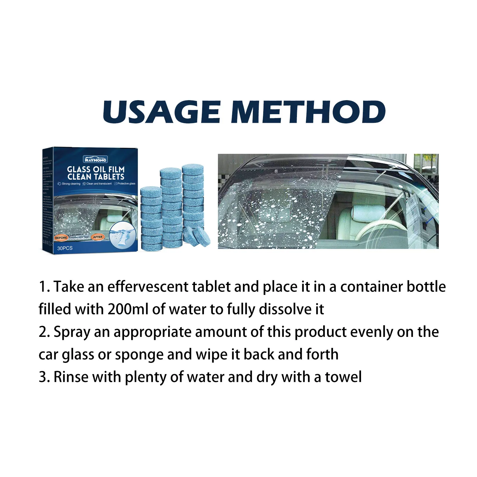 30pcs Solid Cleaner Car Windscreen Cleaner Effervescent Tablet Auto Wiper Glass Solid Cleaning Concentrated Tablets Detergent image 6
