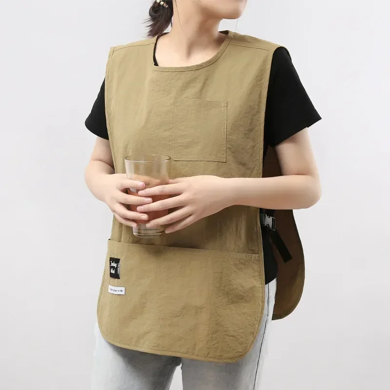 Waterproof and Stain-resistant Apron Solid Color Nylon Vest Style Beauty Apron Sleeved Apron Worn By Cooks Chef and Servers