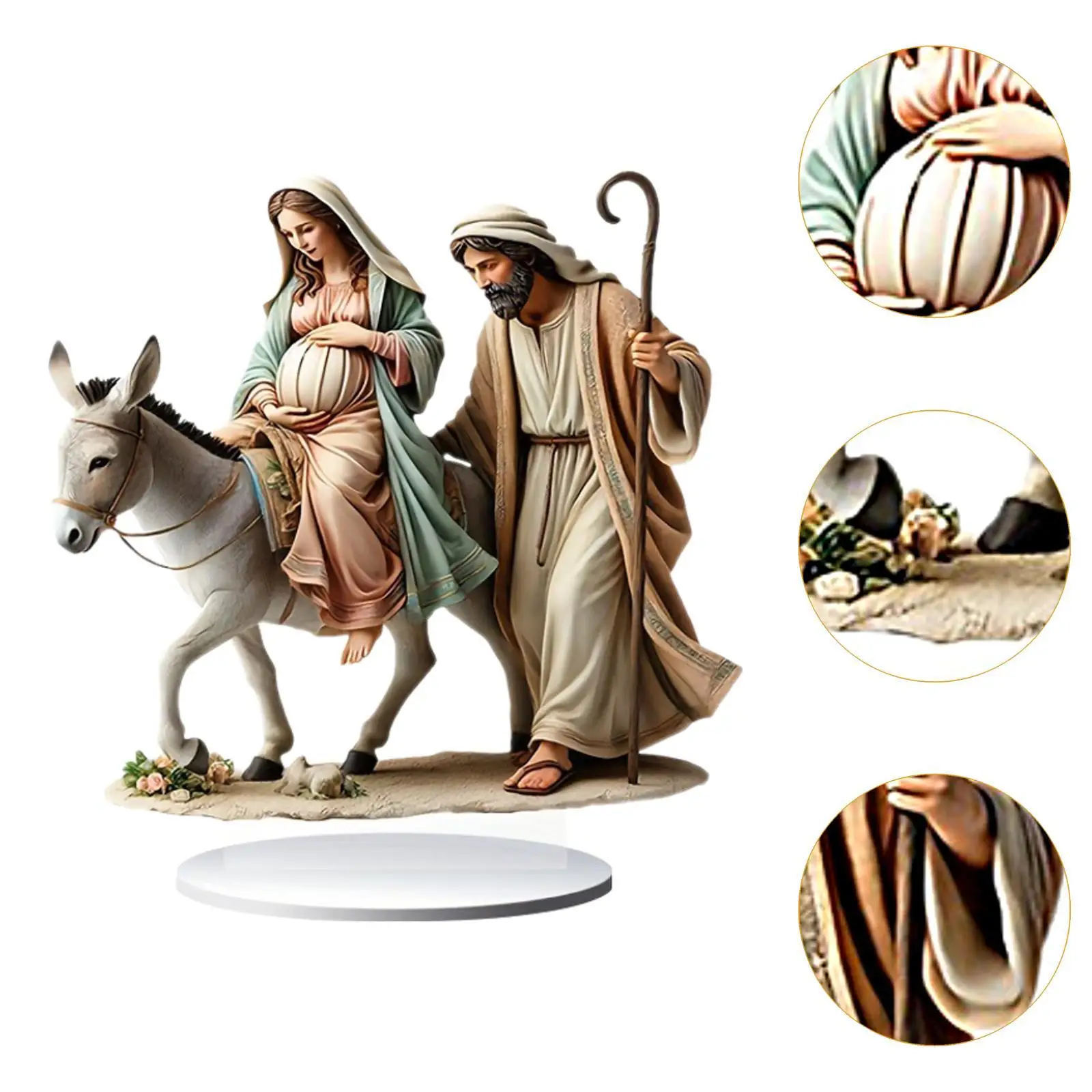 Jesus Nativity Decor 2D Flat Acrylic Ornament with Base Stand Multifunction Handmade Supplies for Family Gifts Indoor Holiday