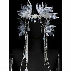 Beauty Exotic Style Mermaid Princess Headdress Mermaid Hair Crown Hanfu Style Forehead Decoration Fairy Headwear Butterfly Tiara