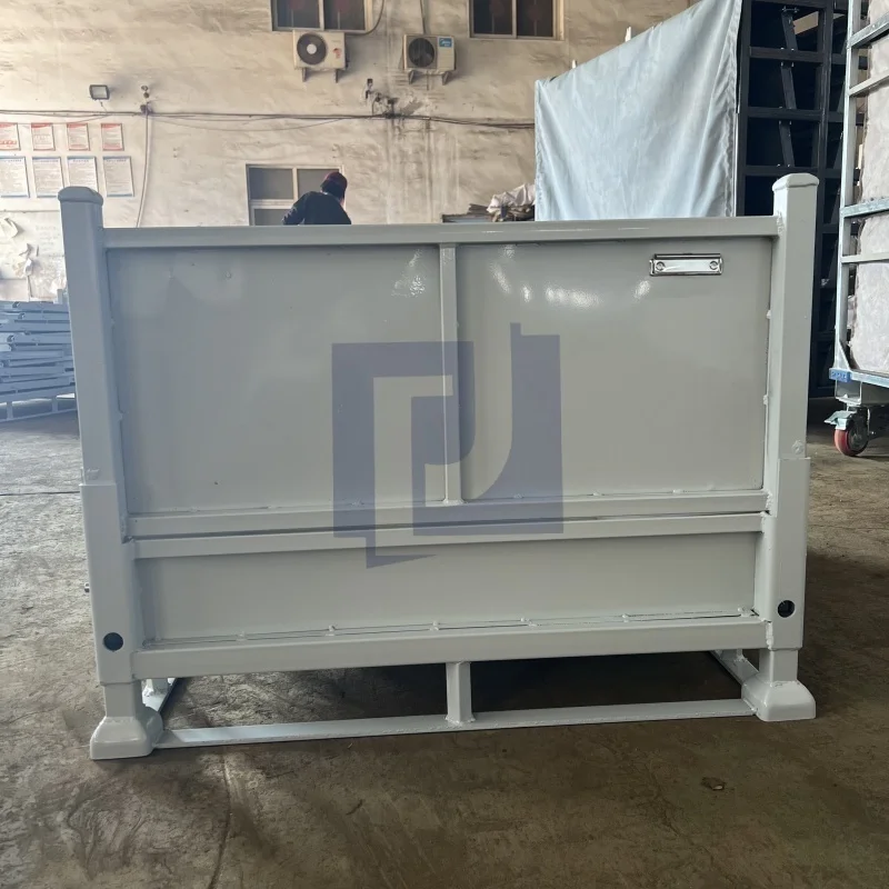 อุตสาหกรรมหนักชุบสังกะสีเหล็กสี่เหลี่ยมลังกรงพาเลทขนส่งชั้นวางคลังสินค้าแบบพับได้