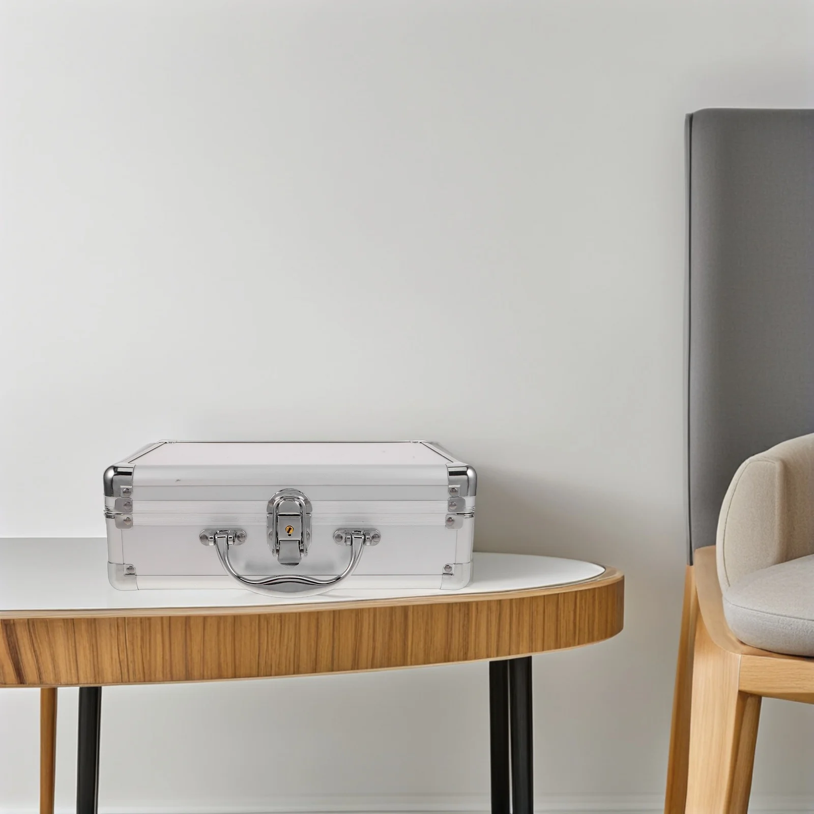 صندوق تخزين من سبائك الألومنيوم، حافظة صلبة محمولة قابلة للقفل لأدوات المستندات والميكروفونات ومعدات الكاميرات مع قفل المفتاح #5