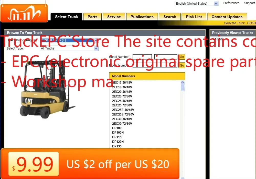 

Грузовики с вилочным подъемом TruckEPC Cat ASIA MCFS 2024, руководства по мастерской