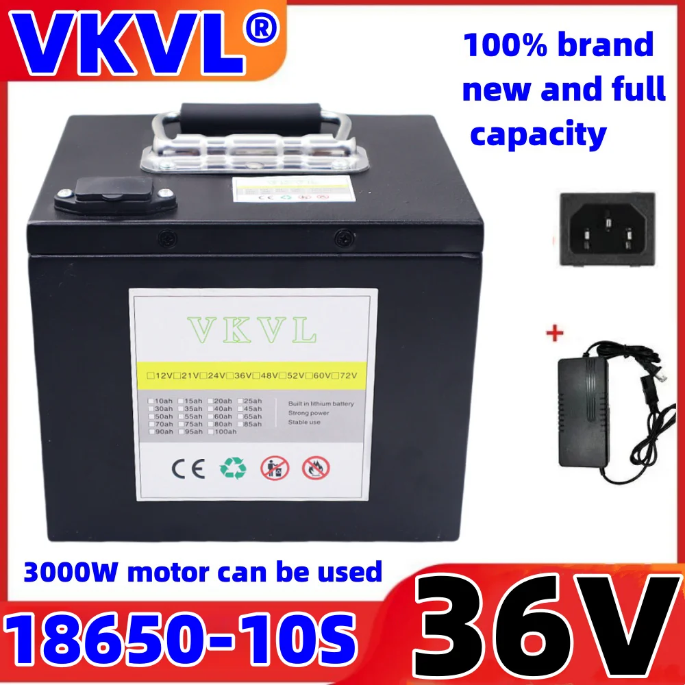 36V20Ah25Ah30Ah 18650 lithium battery combination, suitable for 250-2000W devices, powerful battery power, complimentary charger