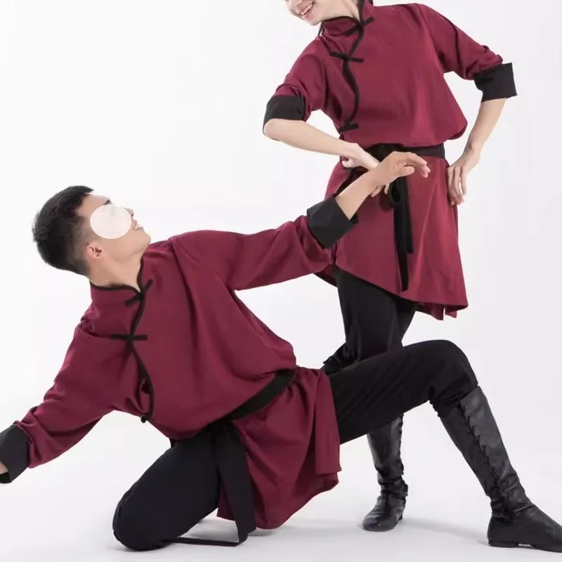 Classical Wuxia Martial Hanfu Traditional Mongolian Stage Performance Long Shirt Halloween Event Robe Men Women Tai Chi Clothing