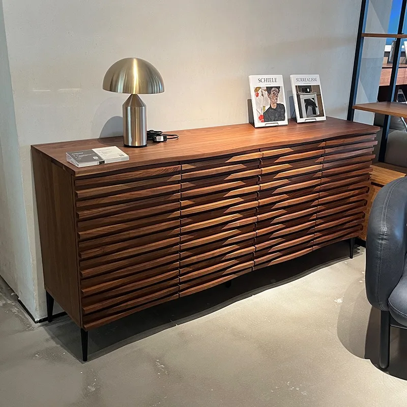 Nordic North American black walnut dining side cabinet, expression storage cabinet, senior home designer medieval entrance