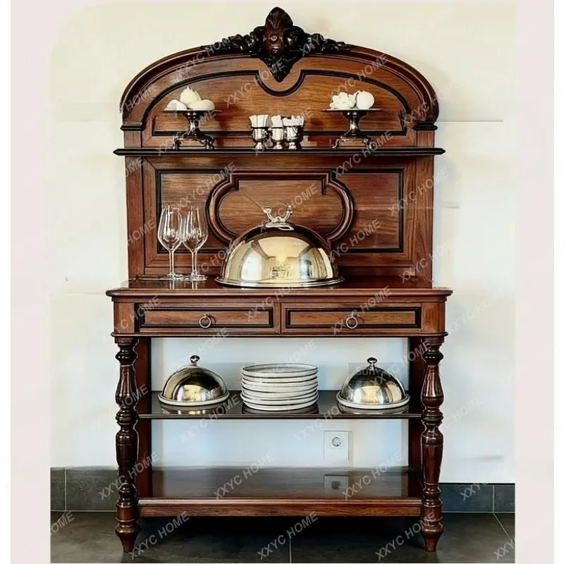 XXvintage wood-color hand-carved cabinet for distressed living room storage shelves