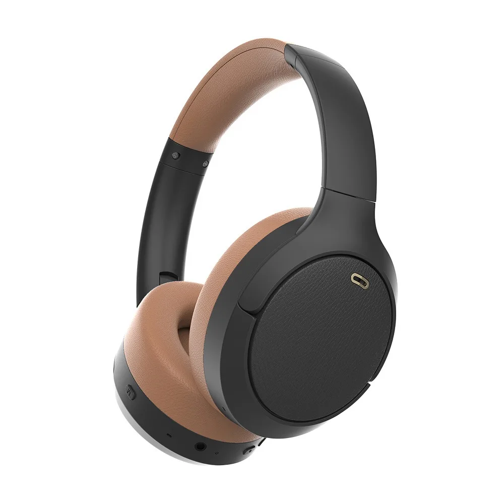

Yinyu ANC Bluetooth Headphones -30dB Noise Cancelling 37H Playtime Soft Ear Cushion Aux-in 105dB (Black+Brown)