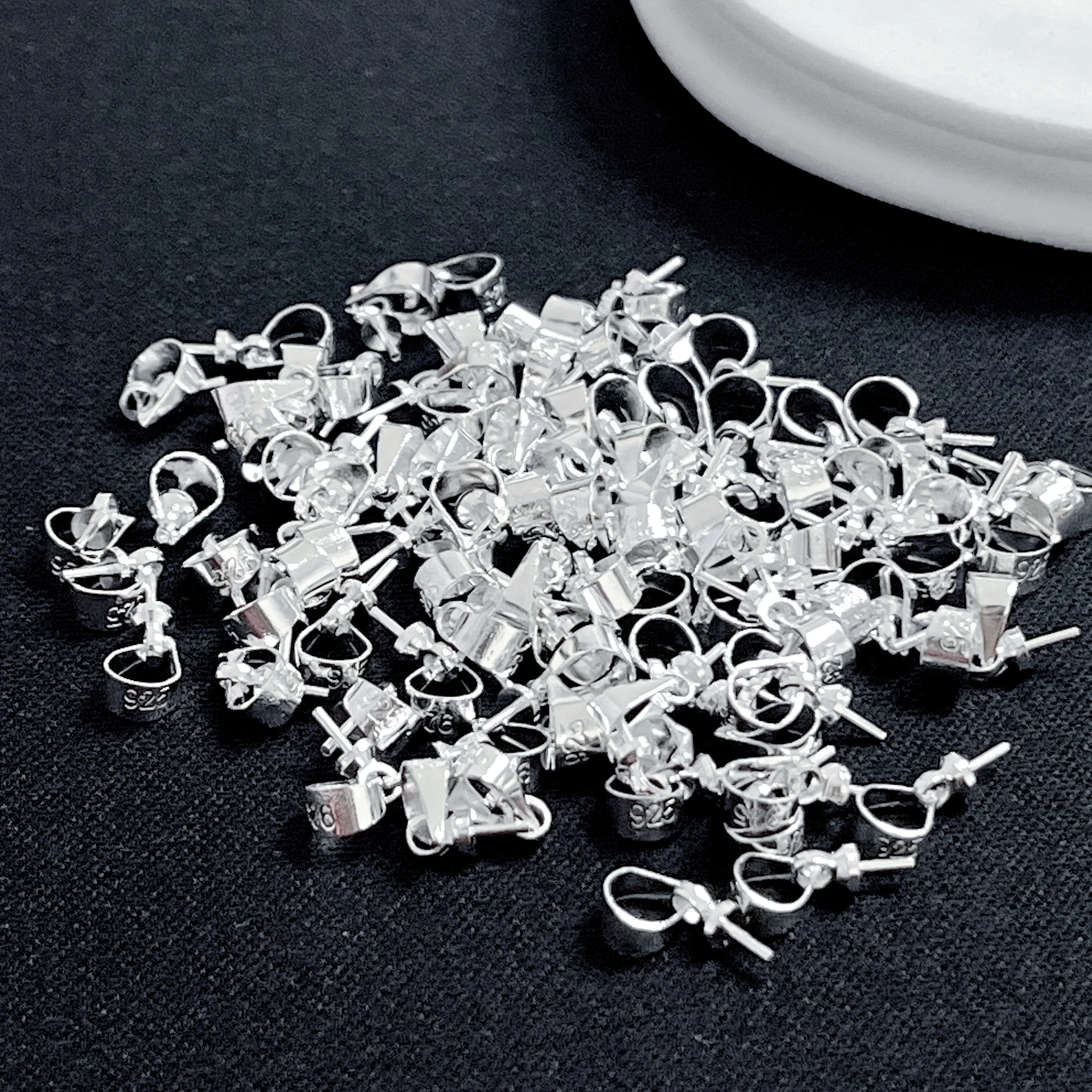 Wholesales Jewelry Making DIY Accessories 925 Silver Color Copper Clip Buckle Hook Pendant Findings & Components 5*12MM