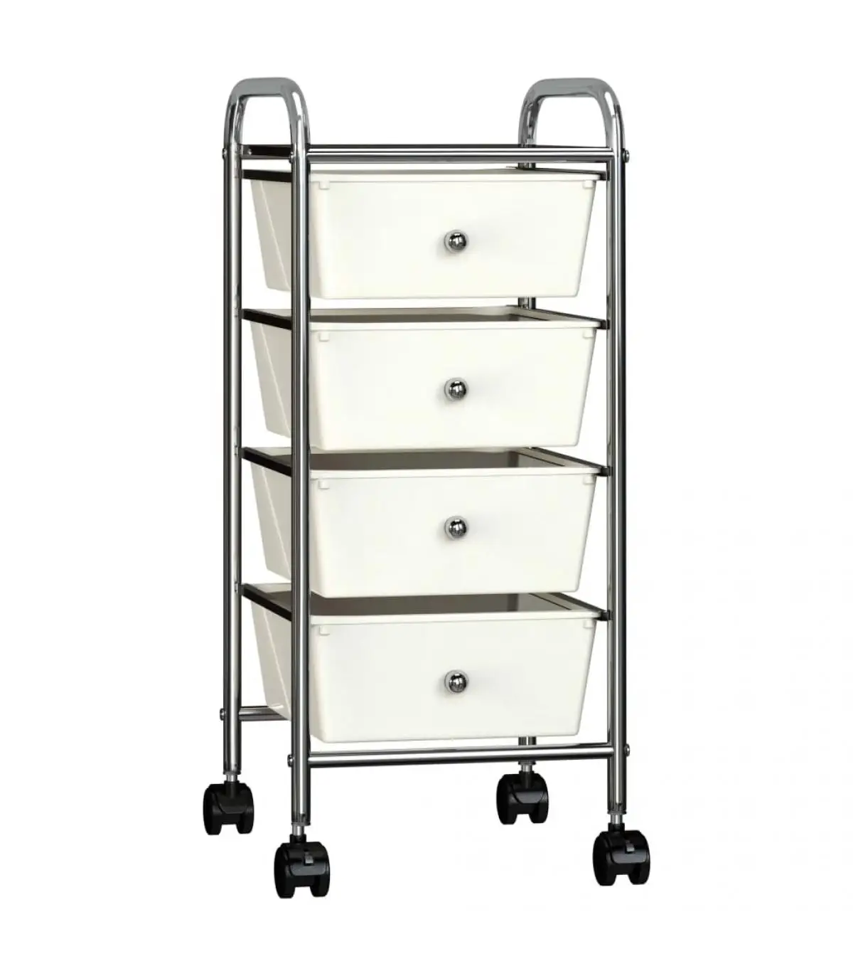 4 drawers white plastic portable storage trolley cargo trolley