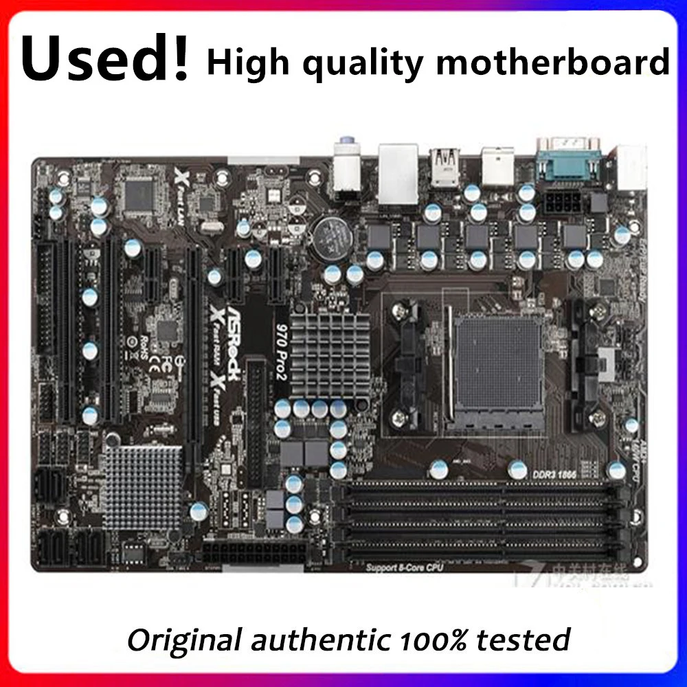 

AM3+ AM3b For ASRock 970 Pro2 Motherboard Socket AM3 DDR3 For AMD 970 Original Desktop Mainboard SATA II Used Mainboard