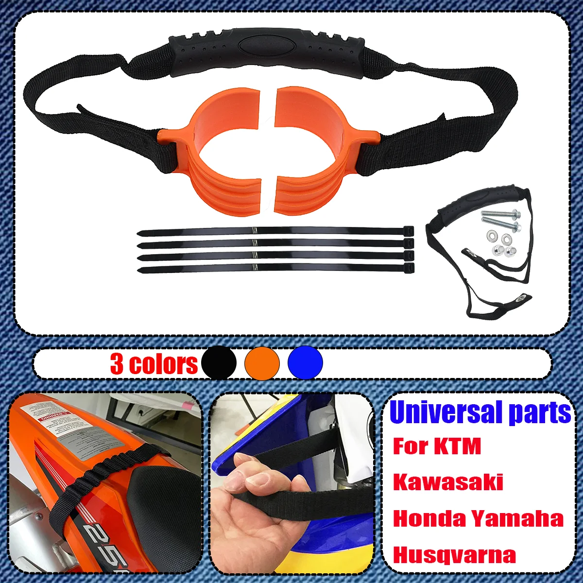 

For EXC XC XCF XCW EXCF SX SXF CR CRF YZF KXF Husqvarna Kawasaki Universal Motorcycle racing front Rear rescue belt pull strap