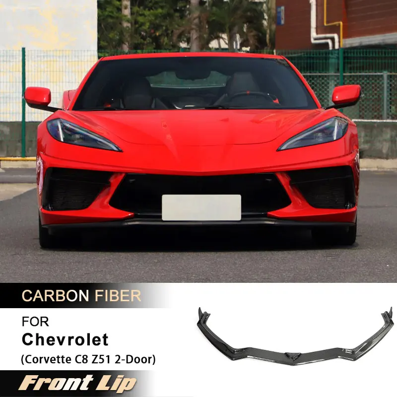 

Car Front Bumper Lip Spoiler for Chevrolet Corvette C8 Z51 Stingray 2-Door 2020 2021 Front Lip Chin Apron Body Kits Carbon Fiber