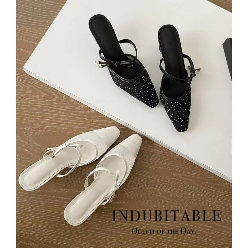 2026 new summer women sandals natural leather plus size 22-29cm cowhide+mesh+sheepskin strap mules high heel women slippers