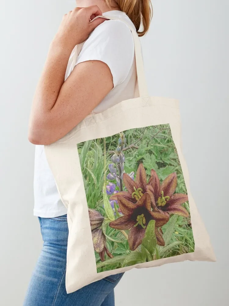 

AleutianLife June Blooms Chocolate Lily Tote Bag Portable shopping bag shopping bag Cloth bags the tote