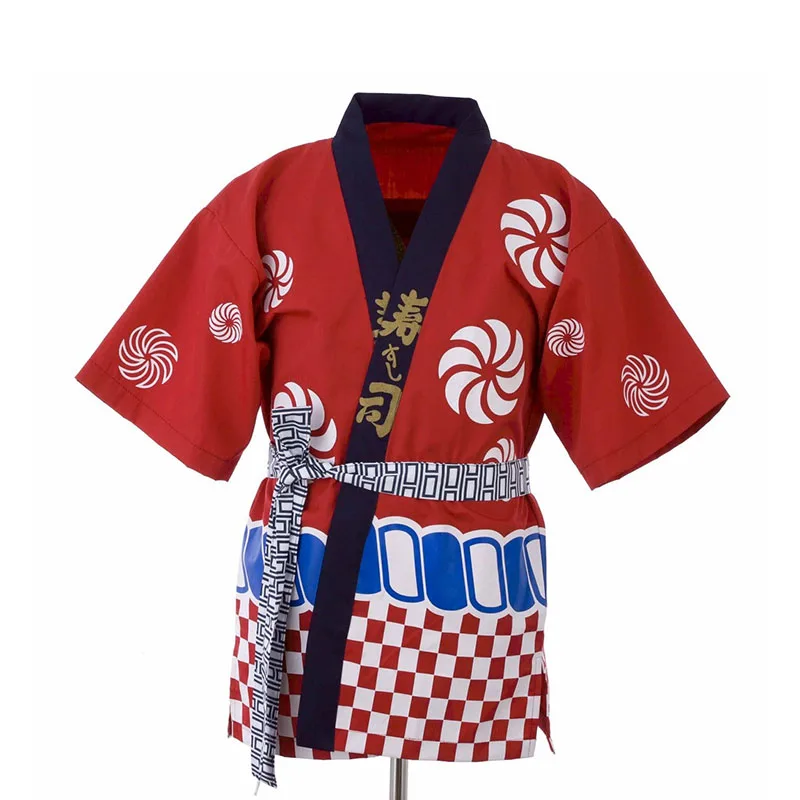 Chaqueta de cocinero con estampado de estilo japonés para hombre, uniforme de Chef de restaurante de Sushi, disfraz de cocina, ropa de trabajo de camarero femenino de Hotel