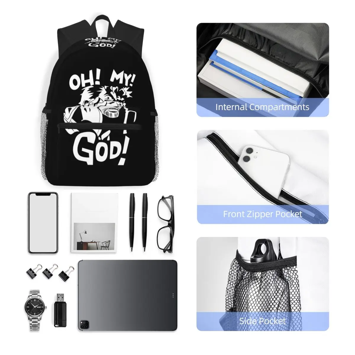 Joseph Joestar Oh My God Jojo Bizarre Adventure Zaino per studenti Borsa da scuola Zaino da trekking per borse a tracolla per ragazzi e ragazze