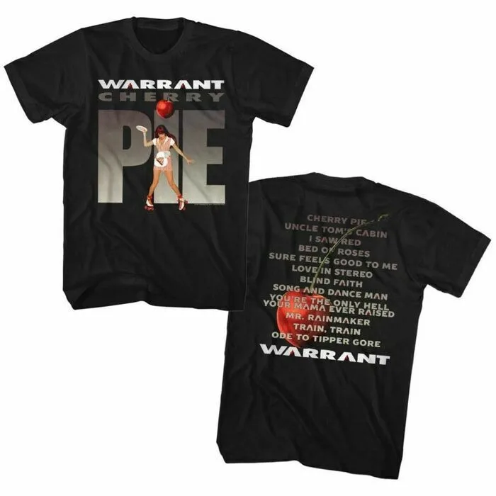 Warrant Rock Band Fashion T-shirt - Cherry Pie Album Cover Artwork with Song Tit