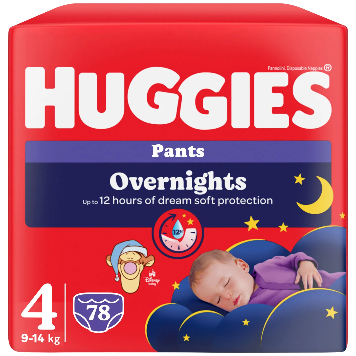 3x HUGGIES Overnights Pants size 4 (9-14kg) 26 PCs