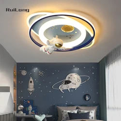 Led Ceiling Lights Kids Room Astronaut Boy Girl Bedroom Dimming Princess Spaceman Rocket Rabbit Children Chandelier Ceiling Lamp