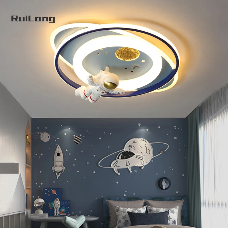 luzes de teto led astronaut para criancas lampada escurecendo do quarto princesa spaceman coelho foguete candelabro infantil meninos e meninas 01