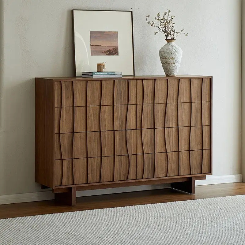 

retro style living room, wall storage locker, modern simple drawer cabinet, wabi sandy wind bedroom side cabinet