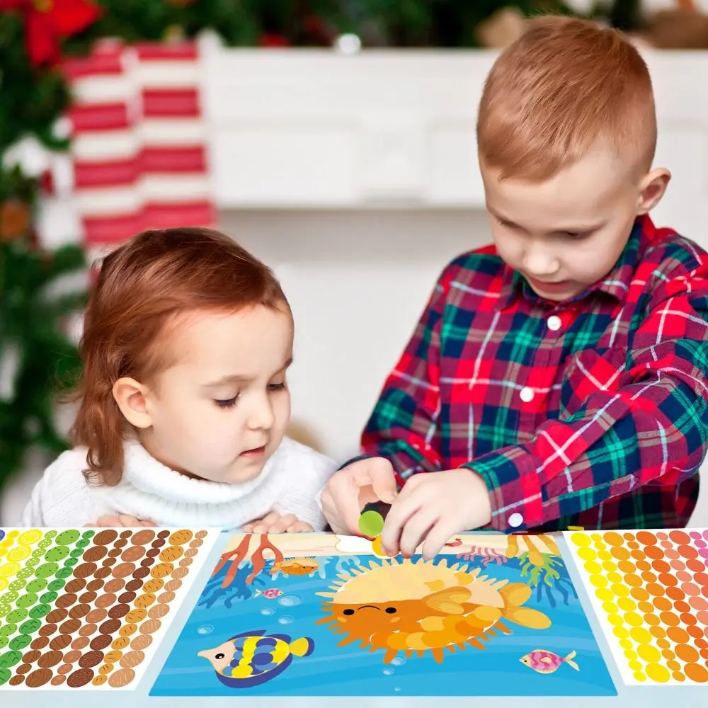 紙の子供たち ドット カラフルブック パズル 再利用可能なアートステッカー コレクションブック アート学習 教育用 DIY カラードット