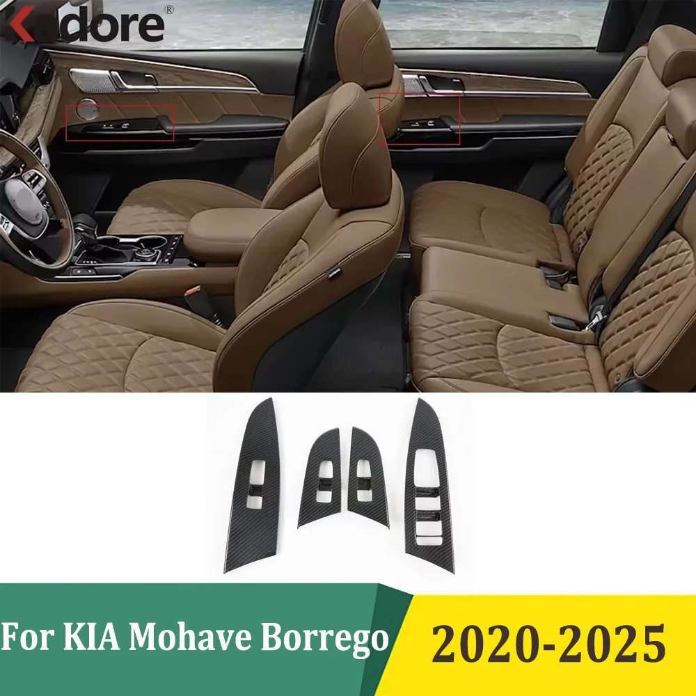 

For KIA Mohave Borrego 2020-2023 2024 2025 Door Armrest Panel Frame Window Lift Switch Button Cover Trims Interior Accessories